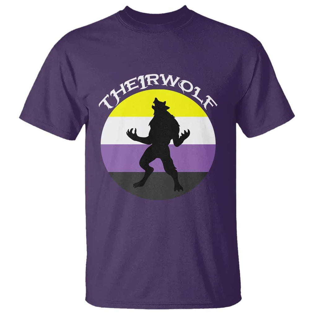 Non Binary T Shirt Theirwolf Enby Flag LGBTQ Pride TS11 Purple Print Your Wear