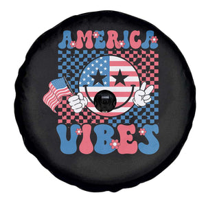 American Vibes Spare Tire Cover Retro Groovy USA Pride Flag 4th Of July TS11 Print Your Wear