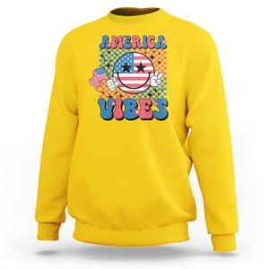 American Vibes Sweatshirt Retro Groovy USA Pride Flag 4th Of July TS11 Daisy Print Your Wear