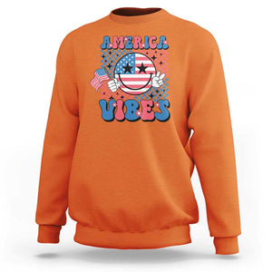 American Vibes Sweatshirt Retro Groovy USA Pride Flag 4th Of July TS11 Orange Print Your Wear