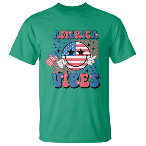 American Vibes T Shirt Retro Groovy USA Pride Flag 4th Of July TS11 Irish Green Print Your Wear