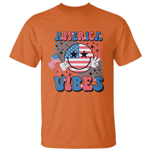 American Vibes T Shirt Retro Groovy USA Pride Flag 4th Of July TS11 Orange Print Your Wear