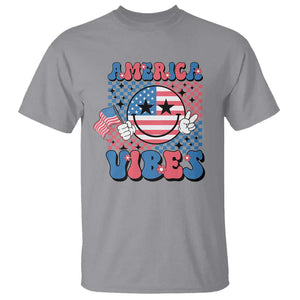 American Vibes T Shirt Retro Groovy USA Pride Flag 4th Of July TS11 Sport Gray Print Your Wear