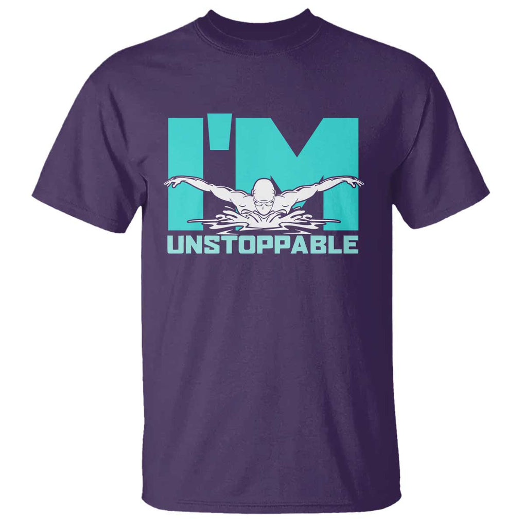 Funny Swimming T Shirt I'm Unstoppable Swim Cool Practice Butterfly Swimming TS11 Purple Print Your Wear