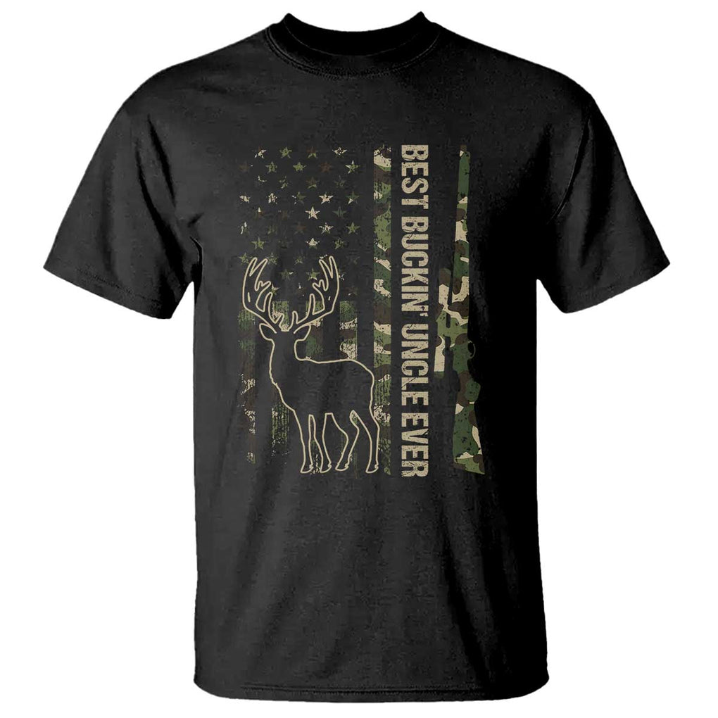 Funny Best Buckin Uncle Ever T Shirt Whitetail Camo Flag Father's Day TS11 Black Print Your Wear