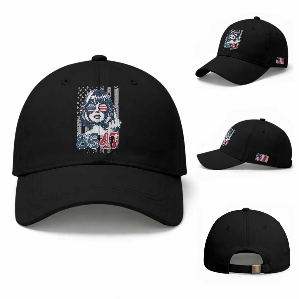 Funny 8647 Impeach 47 Girls American Flag Baseball Cap TS11 Baseball Cap Universal Fit Black Print Your Wear