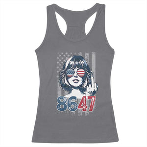 Funny 8647 Impeach 47 Girls American Flag Racerback Tank Top TS11 Charcoal Print Your Wear