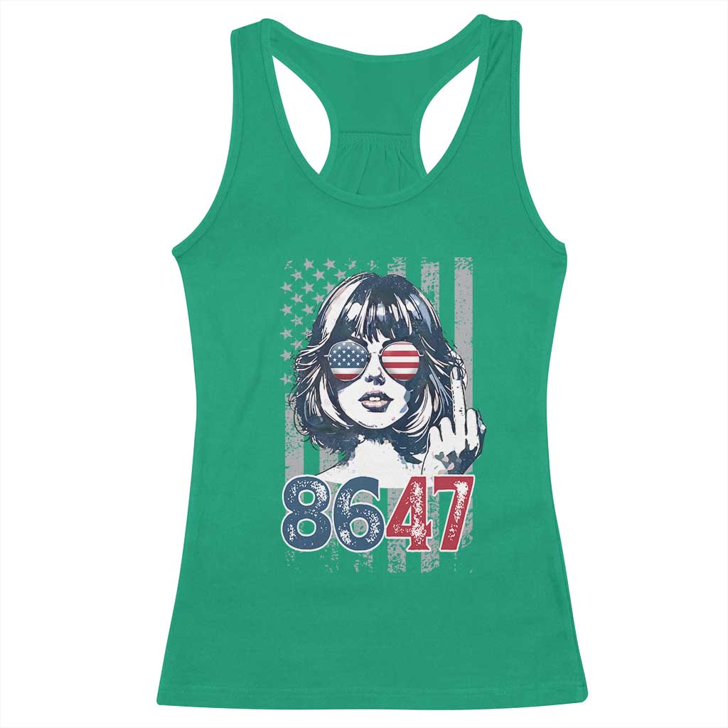 Funny 8647 Impeach 47 Girls American Flag Racerback Tank Top TS11 Irish Green Print Your Wear