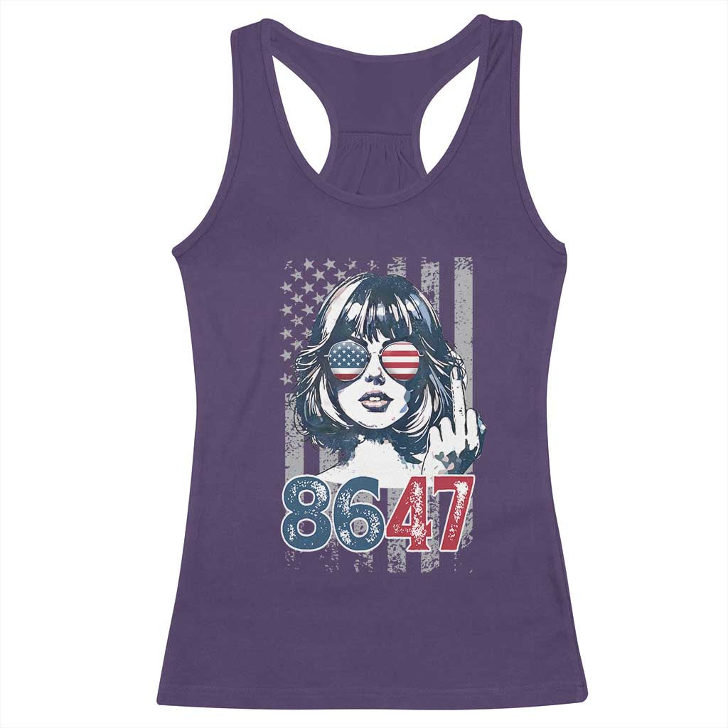 Funny 8647 Impeach 47 Girls American Flag Racerback Tank Top TS11 Purple Print Your Wear