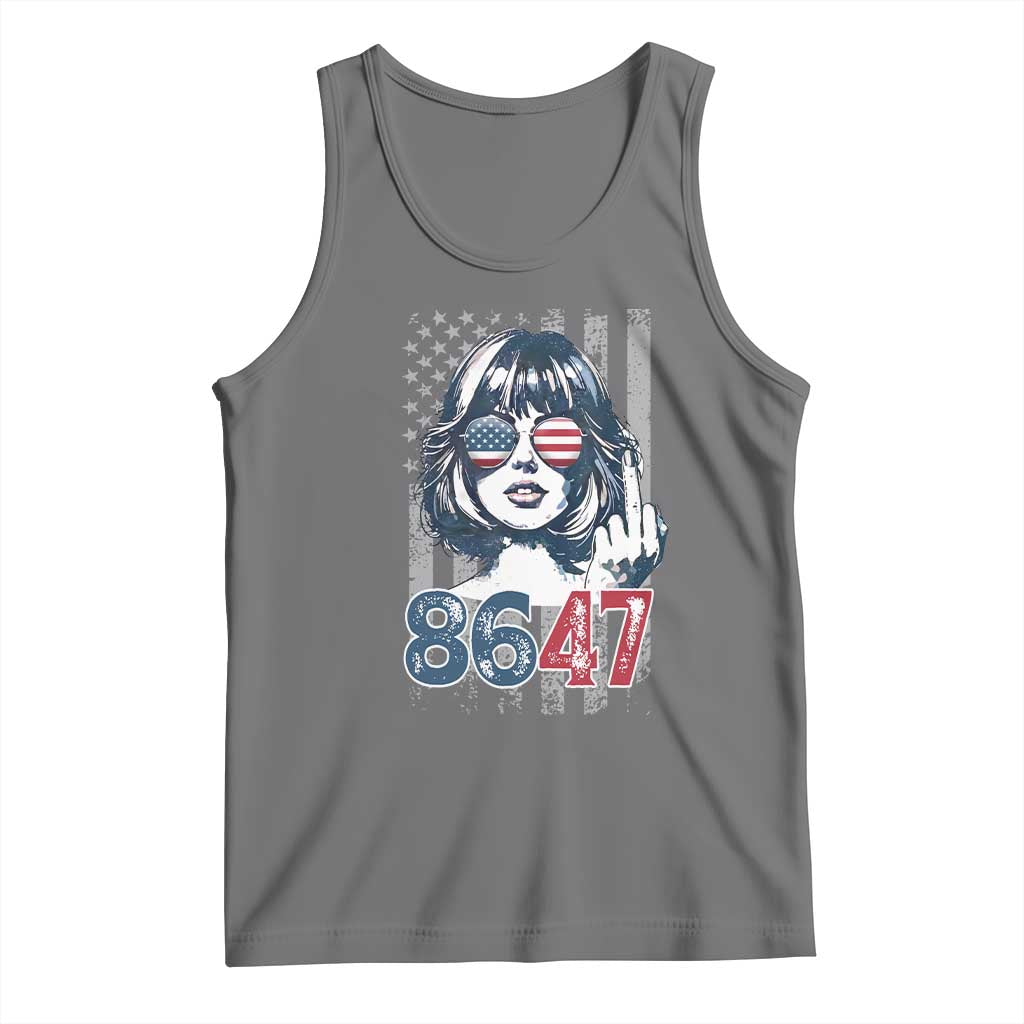 Funny 8647 Impeach 47 Girls American Flag Tank Top TS11 Black Heather Print Your Wear