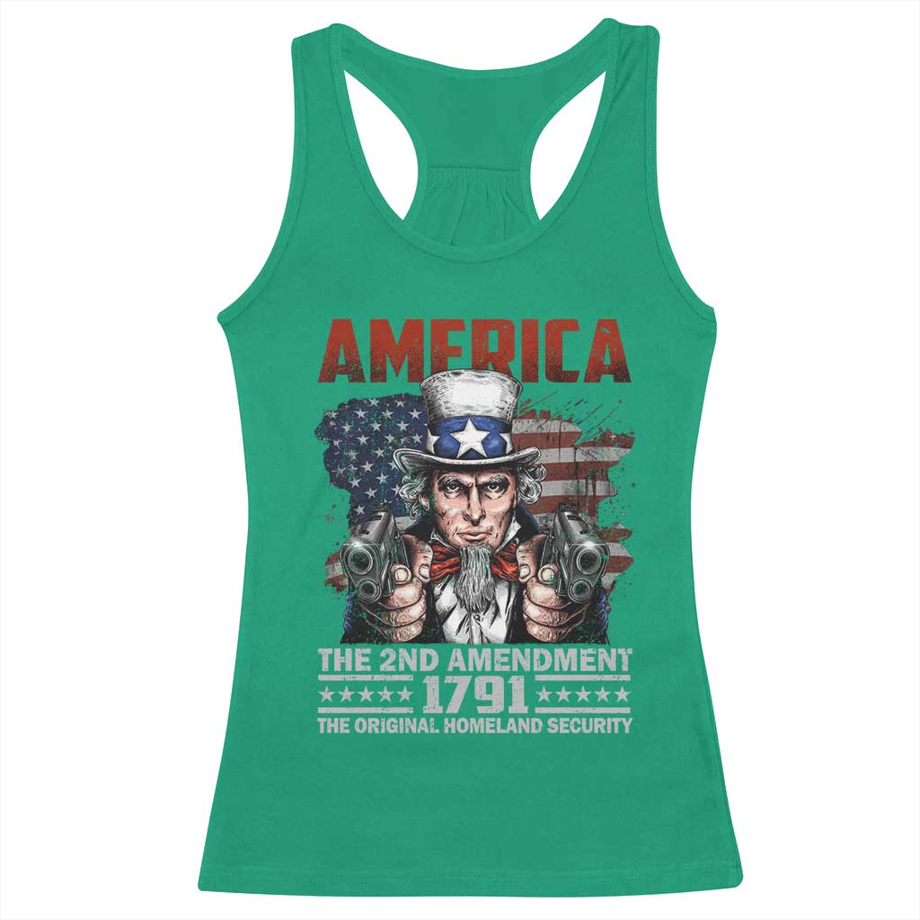 Funny The 2nd Amendment Uncle Sam Racerback Tank Top America The Original Homeland Security TS11 Irish Green Print Your Wear