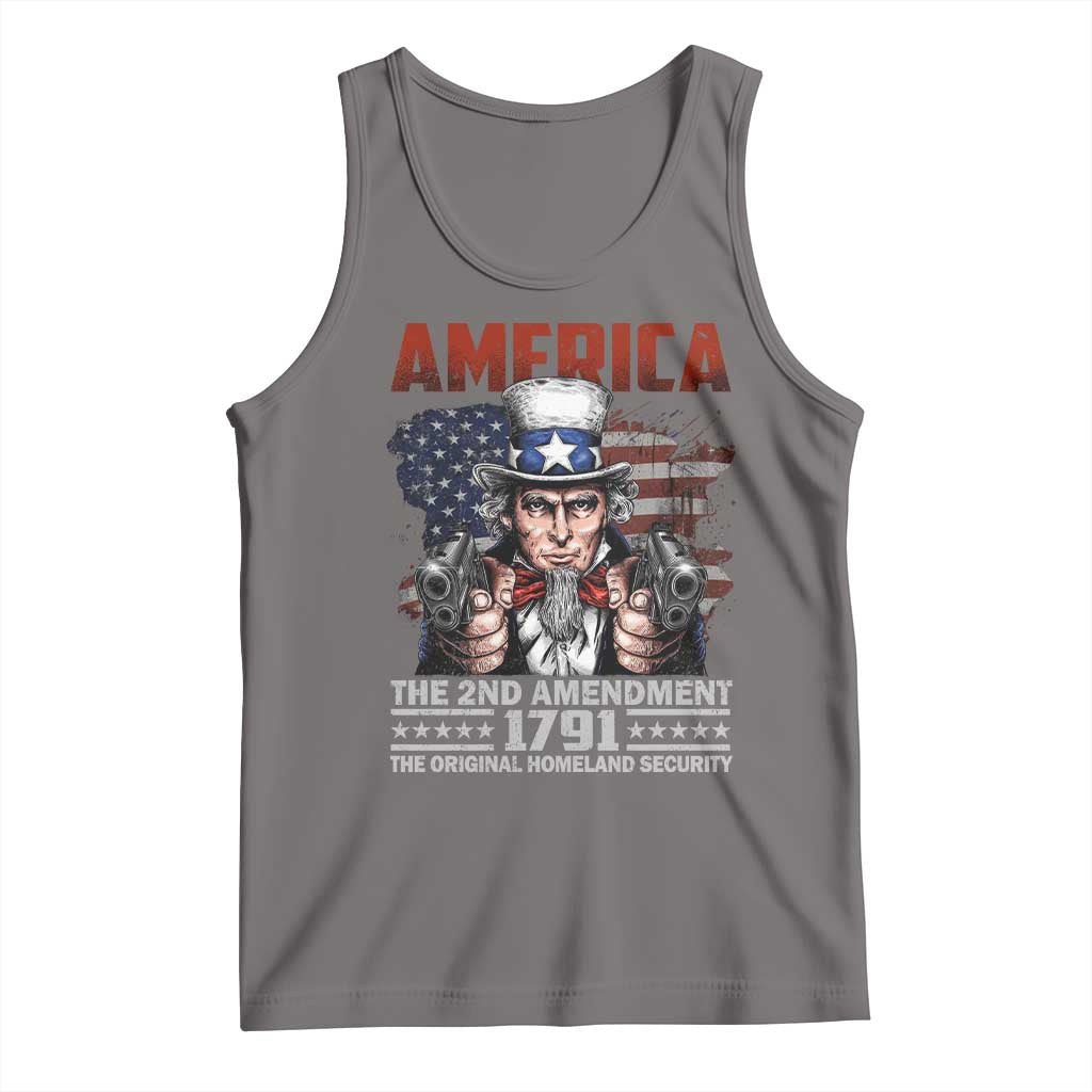 Funny The 2nd Amendment Uncle Sam Tank Top America The Original Homeland Security TS11 Deep Heather Print Your Wear