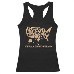 No One Is Illegal On Stolen Land Racerback Tank Top We Walk On Native Land Vintage American Map TS11 Black Print Your Wear