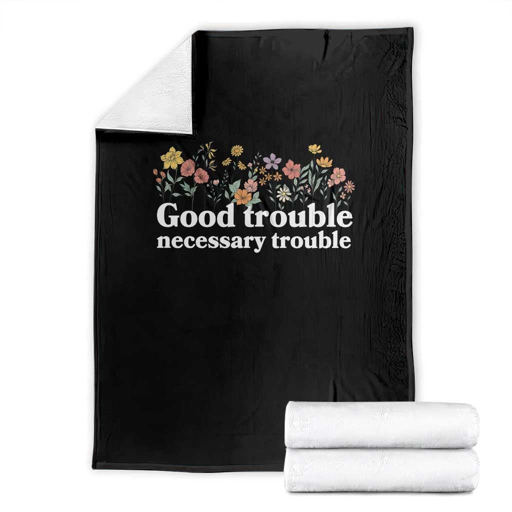 Good Trouble Necessary Trouble Throw Blanket Floral Lewis Activist Quote
