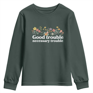 Good Trouble Necessary Trouble Youth Sweatshirt Floral Lewis Activist Quote