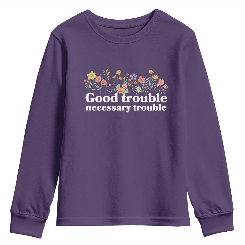 Good Trouble Necessary Trouble Youth Sweatshirt Floral Lewis Activist Quote