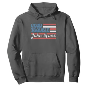 Funny John Lewis Good Trouble Hoodie Vintage American Flag TS11 Dark Heather Print Your Wear
