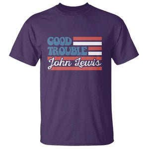 Funny John Lewis Good Trouble T Shirt Vintage American Flag TS11 Purple Print Your Wear
