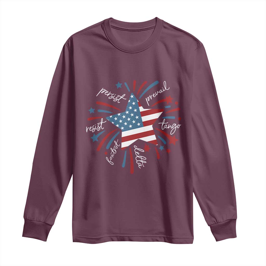 Funny 4th of July Fireworks Foxtrot Delta Tango Long Sleeve Shirt TS11 Maroon Print Your Wear