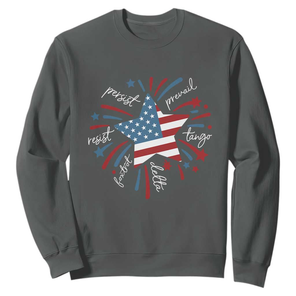 Funny 4th of July Fireworks Foxtrot Delta Tango Sweatshirt TS11 Dark Heather Print Your Wear