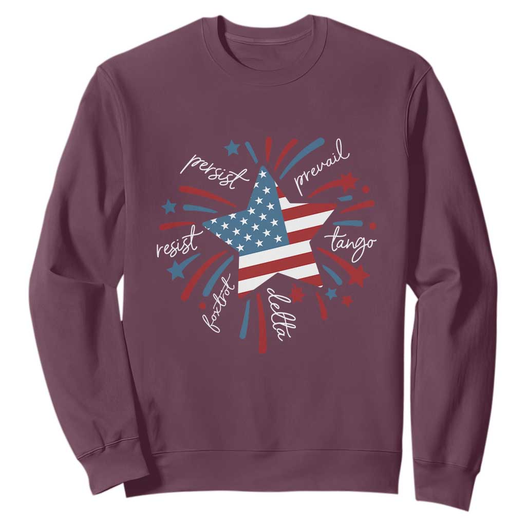 Funny 4th of July Fireworks Foxtrot Delta Tango Sweatshirt TS11 Maroon Print Your Wear