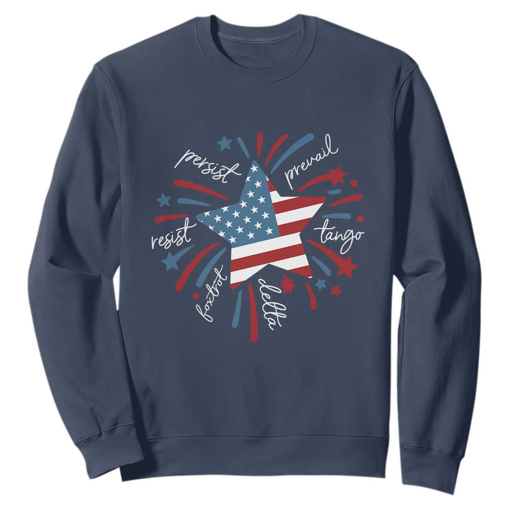 Funny 4th of July Fireworks Foxtrot Delta Tango Sweatshirt TS11 Navy Print Your Wear