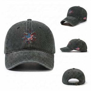 Funny 4th of July Fireworks Foxtrot Delta Tango Washed Cotton Baseball Cap TS11 Washed Cap Universal Fit Dark Green Print Your Wear