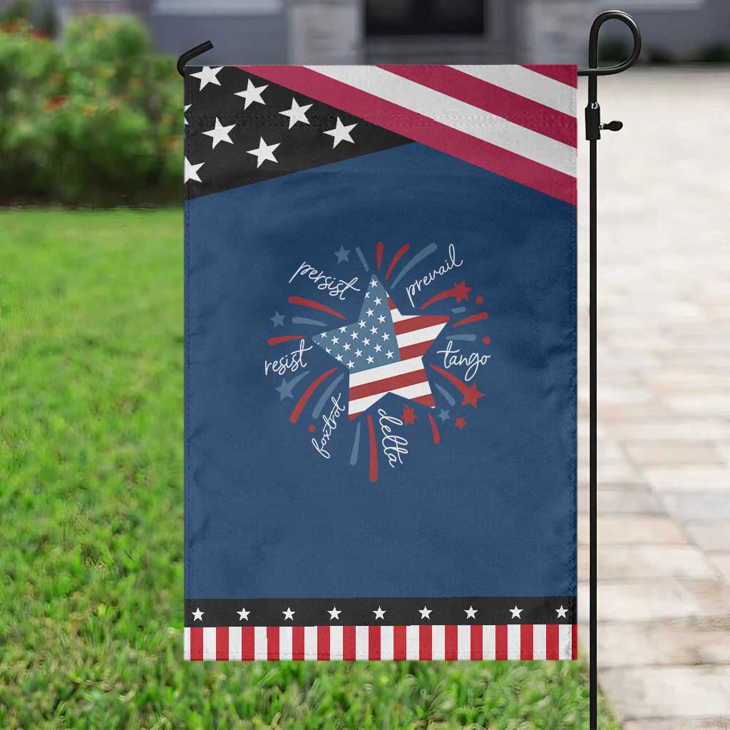 Funny 4th of July Fireworks Foxtrot Delta Tango Garden Flag TS11 Classic Blue Black Print Your Wear
