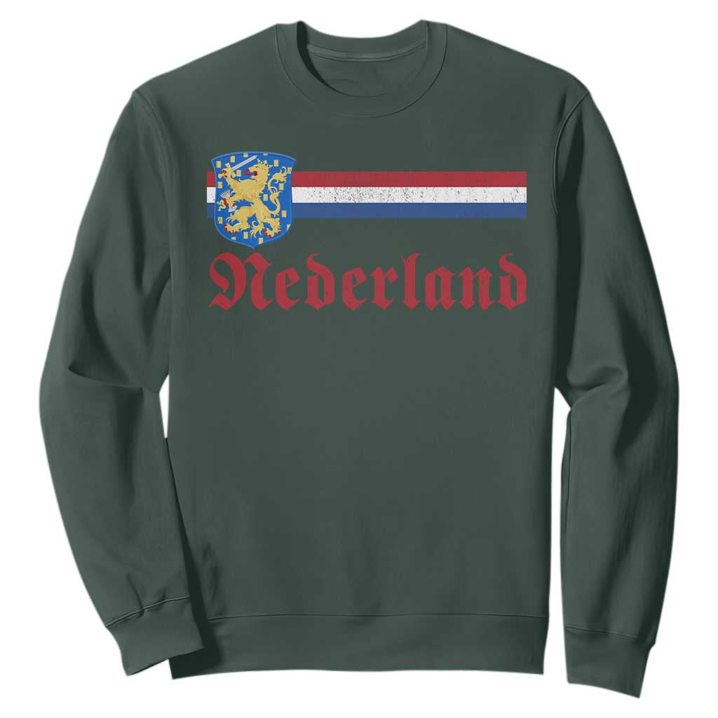 Nederland Holland Emblem Lion Vintage Dutch Flag Sweatshirt TS11 Dark Forest Green Print Your Wear