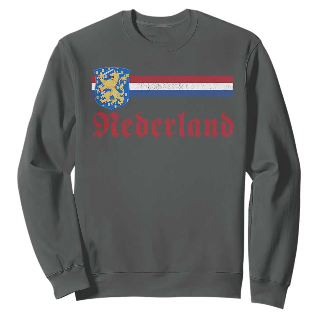 Nederland Holland Emblem Lion Vintage Dutch Flag Sweatshirt TS11 Dark Heather Print Your Wear