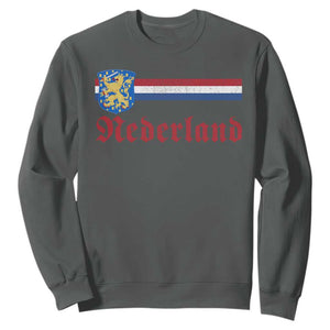 Nederland Holland Emblem Lion Vintage Dutch Flag Sweatshirt TS11 Dark Heather Print Your Wear