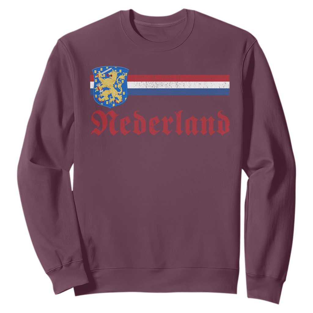 Nederland Holland Emblem Lion Vintage Dutch Flag Sweatshirt TS11 Maroon Print Your Wear