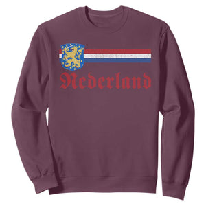 Nederland Holland Emblem Lion Vintage Dutch Flag Sweatshirt TS11 Maroon Print Your Wear