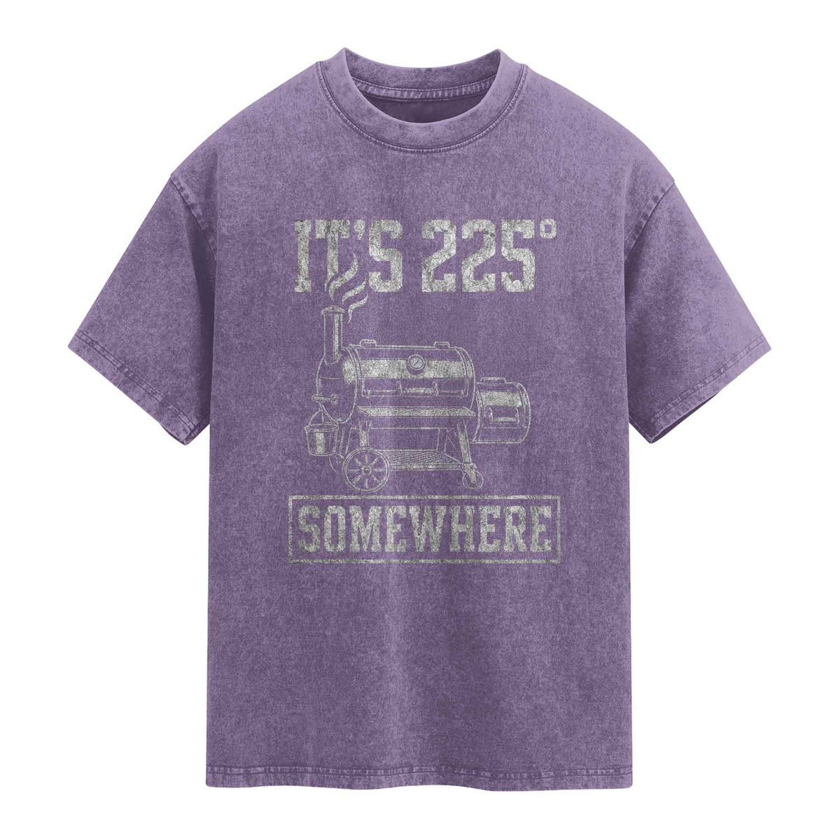 It Is 225 Somewhere Funny BBQ Smoker Grill Washed Cotton T-Shirt
