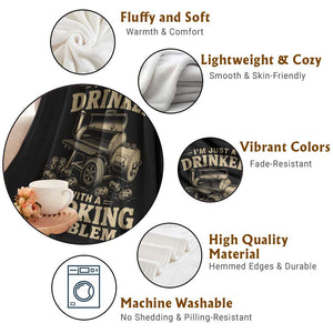 Funny BBQ Grilling Beer Lover Throw Blanket I'm Just A Drinker With A Smoking Problem TS11 Print Your Wear