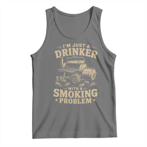 Funny BBQ Grilling Beer Lover Tank Top I'm Just A Drinker With A Smoking Problem TS11 Black Heather Print Your Wear
