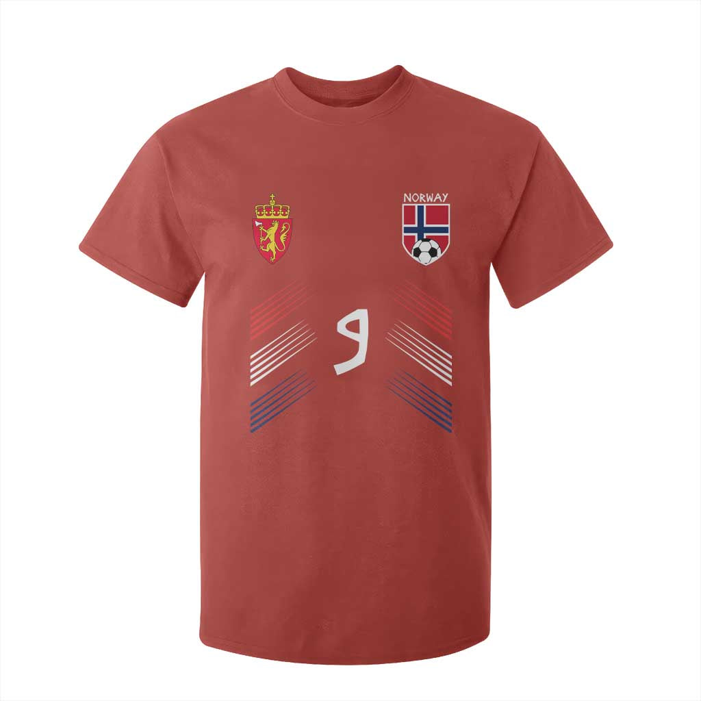 Norway Football Crest Jersey Style T Shirt For Kid Number 9 Viking Athletic for Soccer Fan TS11 Red Print Your Wear