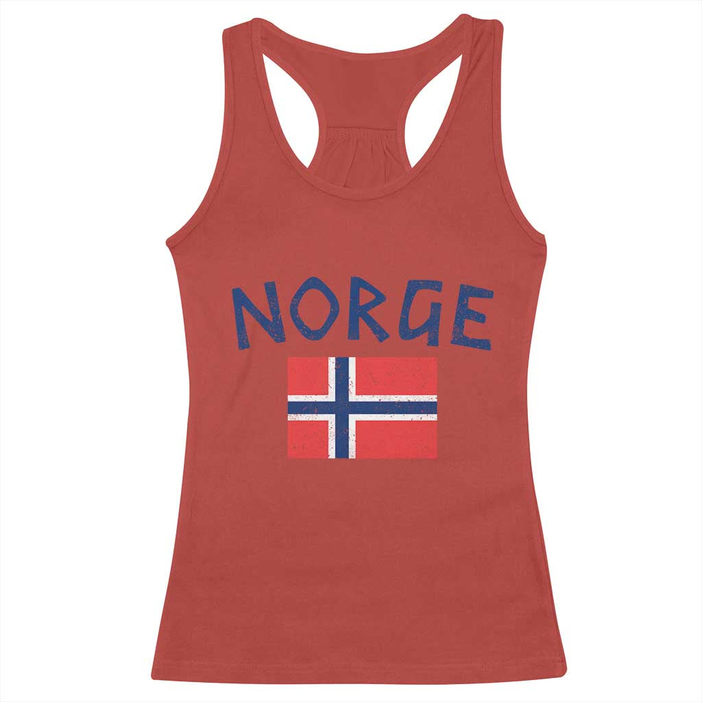 Norway Norge Soccer Design Vintage Norwegian Flag Racerback Tank Top TS11 Red Print Your Wear