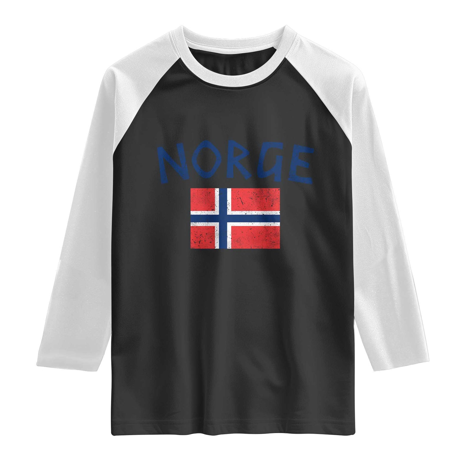 Norway Norge Soccer Design Vintage Norwegian Flag Raglan Shirt TS11 Black White Print Your Wear