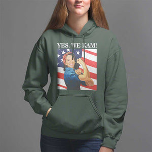 Harris 2024 Hoodie Yes We Kam Strong Woman American Flag TS11 Dark Forest Green Print Your Wear