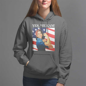 Harris 2024 Hoodie Yes We Kam Strong Woman American Flag TS11 Dark Heather Print Your Wear