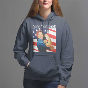 Harris 2024 Hoodie Yes We Kam Strong Woman American Flag TS11 Navy Print Your Wear