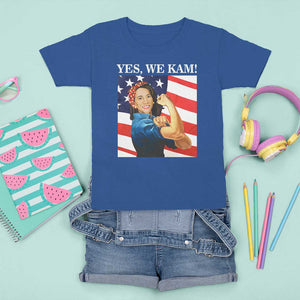 Harris 2024 T Shirt For Kid Yes We Kam Strong Woman American Flag TS11 Royal Blue Print Your Wear