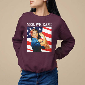 Harris 2024 Sweatshirt Yes We Kam Strong Woman American Flag TS11 Maroon Print Your Wear