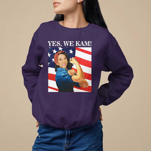 Harris 2024 Sweatshirt Yes We Kam Strong Woman American Flag TS11 Purple Print Your Wear