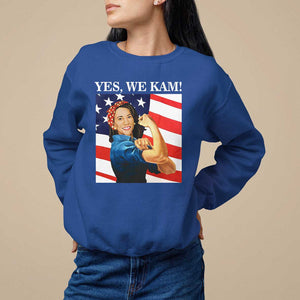 Harris 2024 Sweatshirt Yes We Kam Strong Woman American Flag TS11 Royal Blue Print Your Wear