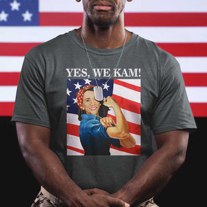 Harris 2024 T Shirt Yes We Kam Strong Woman American Flag TS11 Dark Heather Print Your Wear