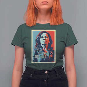 The First But Not The Last T Shirt For Women Madam Harris 2024 USA Portrait Presidential Election TS11 Dark Forest Green Print Your Wear