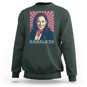 Kamala'24 Sweatshirt Retro Harris For President TS11 Dark Forest Green Print Your Wear