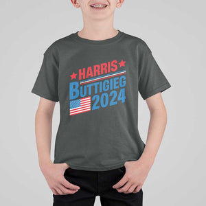 Harris Buttigieg 2024 T Shirt For Kid Presidential Election American Flag TS11 Dark Heather Print Your Wear